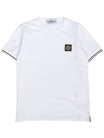 Kids Logo Patch Short Sleeve T-Shirt White - STONE ISLAND - BALAAN 1