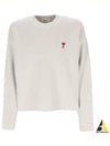 Red ADC Chain Stitch Heart Logo Knit Top Ivory - AMI - BALAAN 2