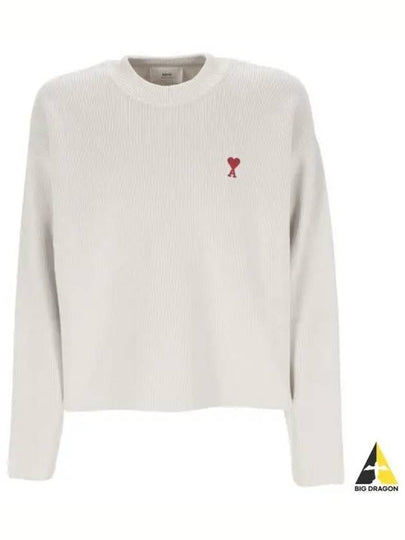 Red ADC Chain Stitch Heart Logo Knit Top Ivory - AMI - BALAAN 2