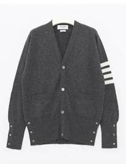 Men's Diagonal Classic Cashmere Cardigan Mid Grey - THOM BROWNE - BALAAN 2