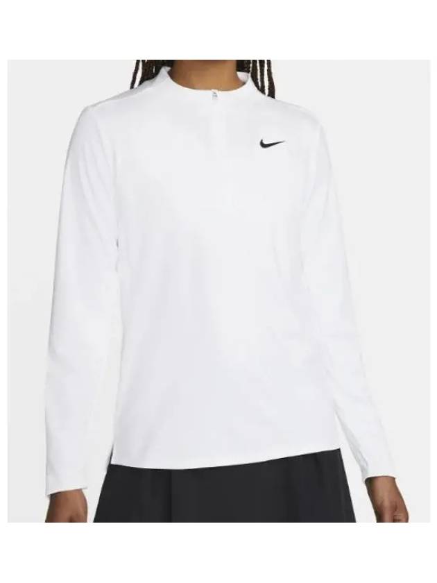 Women's Dri Fit UV Advantage Half Zip Long-Sleeve T-Shirt White - NIKE - BALAAN 2