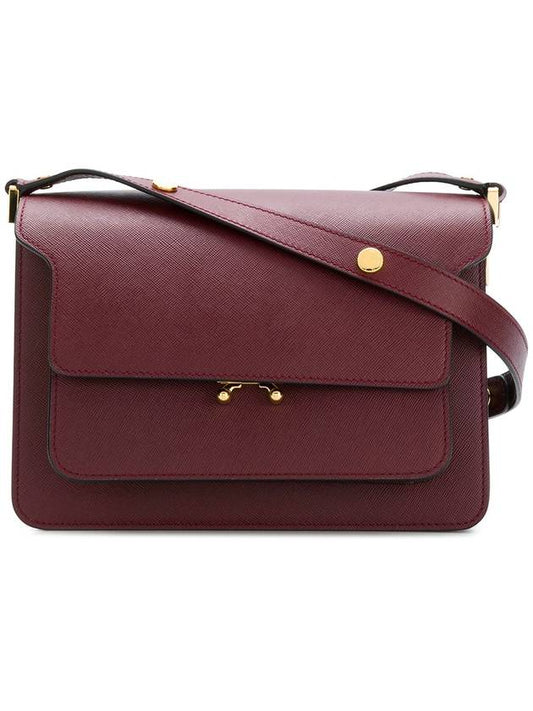 Saffiano Trunk Medium Shoulder Bag Burgundy - MARNI - BALAAN 1