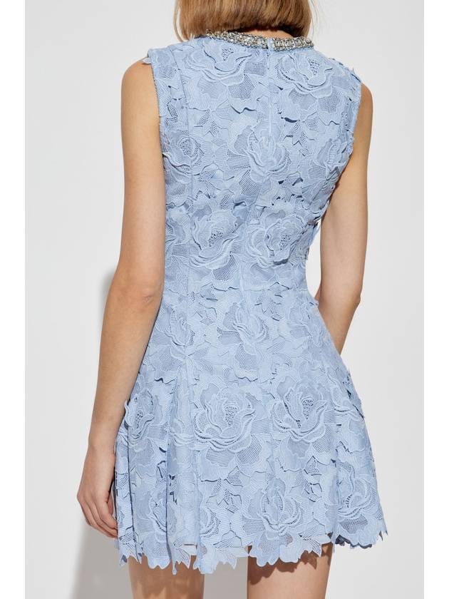 Self Portrait Lace Dress With Shimmering Crystals, Women's, Light Blue - SELF PORTRAIT - BALAAN 4