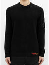 Lens Wappen Crew Neck Knit Top Black - CP COMPANY - BALAAN.