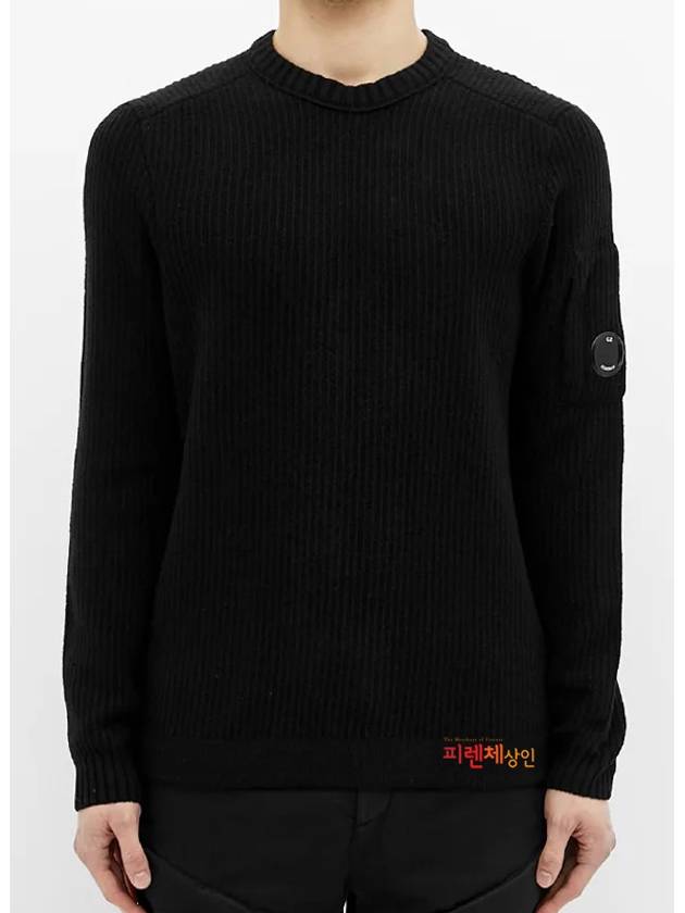 Lens Wappen Crew Neck Knit Top Black - CP COMPANY - BALAAN 6