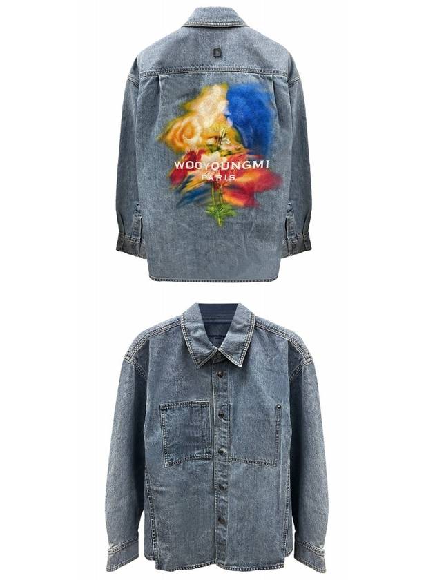 Men s Swaying Flower Denim Long Sleeve Shirt Blue - WOOYOUNGMI - BALAAN 5