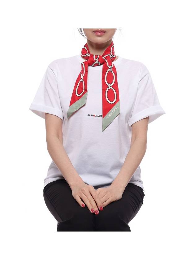 Women's Chain Print Silk Scarf Red - VALENTINO - BALAAN 4