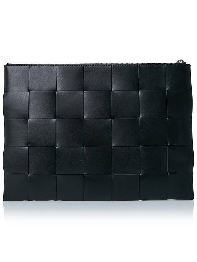 Intrecciato Strap Clutch Bag Black - BOTTEGA VENETA - BALAAN 4