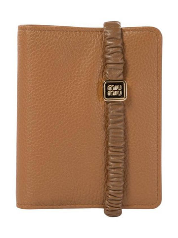 Leather Half Wallet Caramello - MIU MIU - BALAAN 1