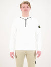 Logo Badge Half Zipper Cotton Fleece Knit Top White - STONE ISLAND - BALAAN 2