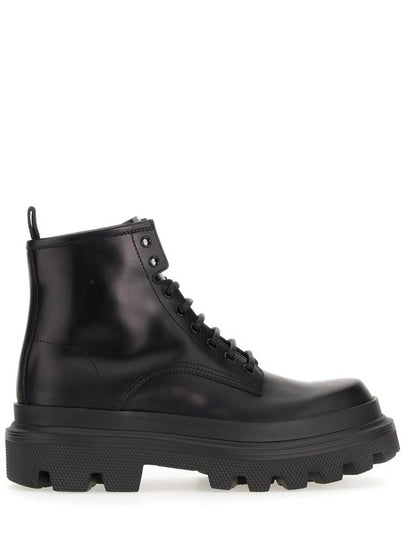 Men's Brushed Calfskin Ankle Boots Black - DOLCE&GABBANA - BALAAN 2