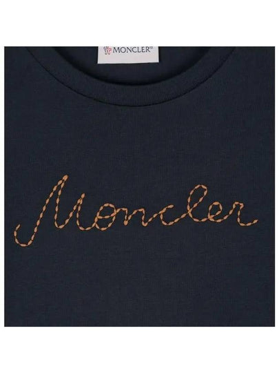 Moncler Junior 12 14 Logo Long Sleeve T Shirt Navy - MONCLER - BALAAN 2