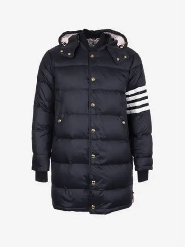 Thom Browne Matte Nylon 4 Bar Down Coat Navy - THOM BROWNE - BALAAN 1