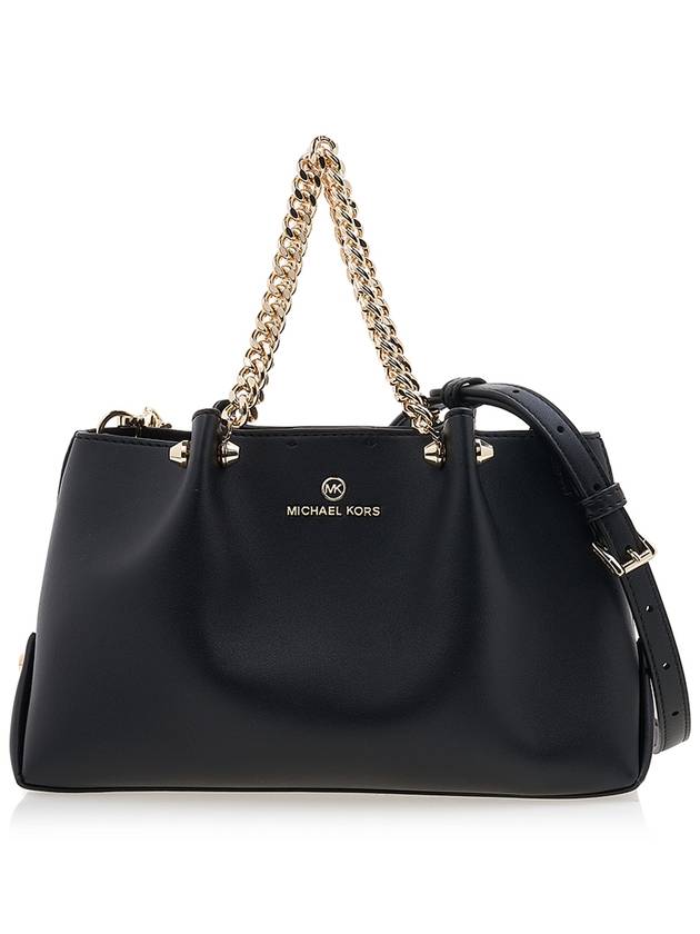 Jenna Logo Decorated Leather Shoulder Bag Black - MICHAEL KORS - BALAAN 2