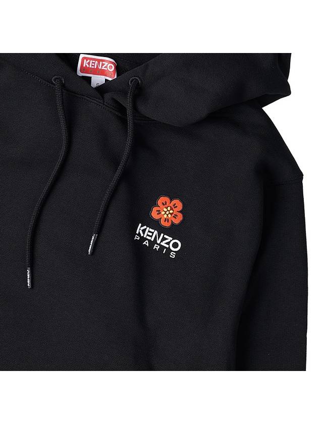 Embroidered Balk Flower Logo Hooded Top Black - KENZO - BALAAN.