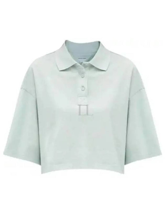 Cropped Cotton Piquet Polo Shirt Blue - BOTTEGA VENETA - BALAAN 2