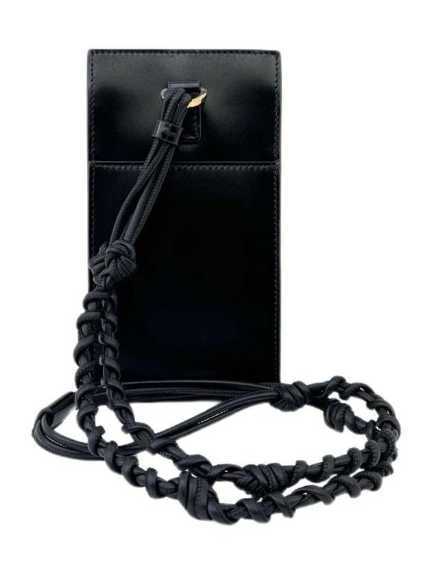 Embossed Logo Tangle Calf Leather Cross Bag Black - JIL SANDER - BALAAN 4