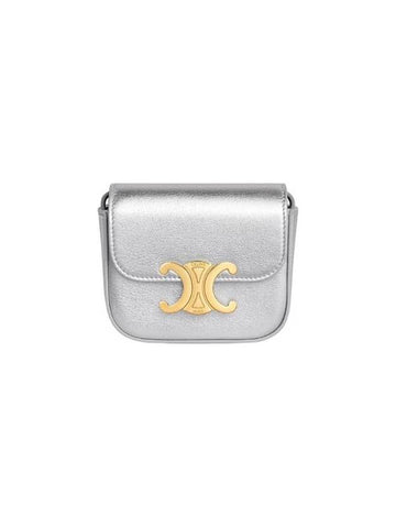 Shiny Triomphe Laminated Calfskin Mini Bag Silver - CELINE - BALAAN 1