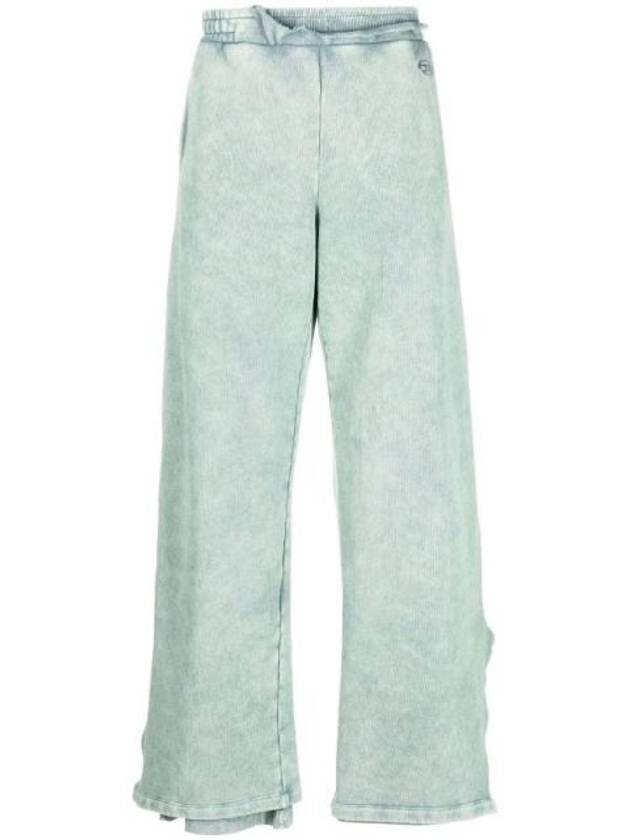 Logo Embroidered Wide Track Pants Blue Grey - DIESEL - BALAAN 1