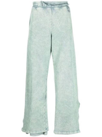 Logo Embroidered Wide Track Pants Blue Grey - DIESEL - BALAAN 1