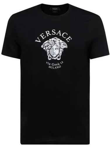 Men's Medusa Logo Printing Short Sleeve T-Shirt Black - VERSACE - BALAAN 1