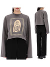 Logo Print Crop Oversized Fit Sweatshirt Carbon Grey - ACNE STUDIOS - BALAAN 2