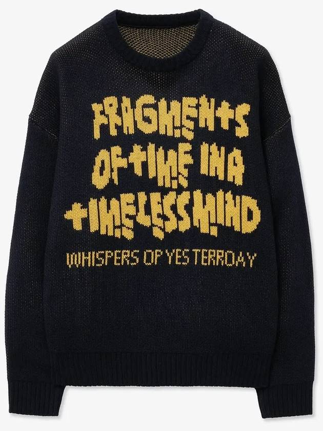 Timeless jacquard lettering knit navy yellow - BLONDNINE - BALAAN 4