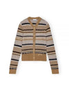 Striped Soft Wool Knit Cardigan Brown - GANNI - BALAAN 2