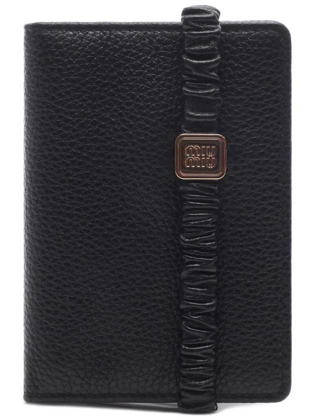 Logo Plaque Bifold Wallet Black - MIU MIU - BALAAN 3