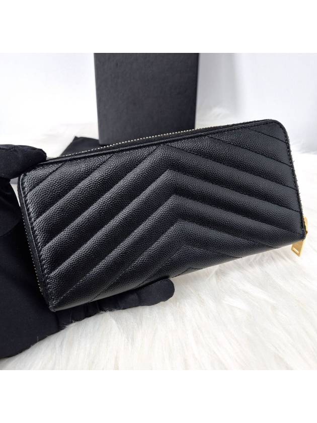 Matelasse zipper around long wallet black - SAINT LAURENT - BALAAN 4