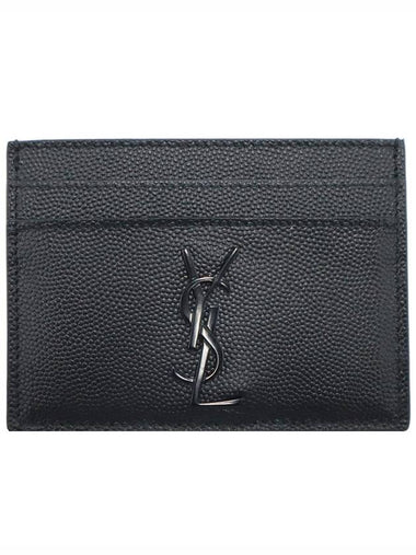 Saint Laurent 485631 Black Grande Poudre YSL Initial Card Wallet - SAINT LAURENT - BALAAN 1