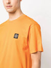 Logo Patch Cotton Short Sleeve T-Shirt Orange - STONE ISLAND - BALAAN 3