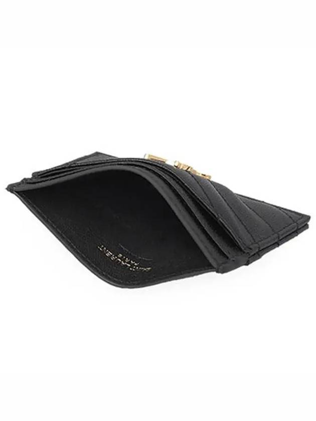 Gold Hardware Matelasse Caviar Leather Card Wallet Black - SAINT LAURENT - BALAAN 4