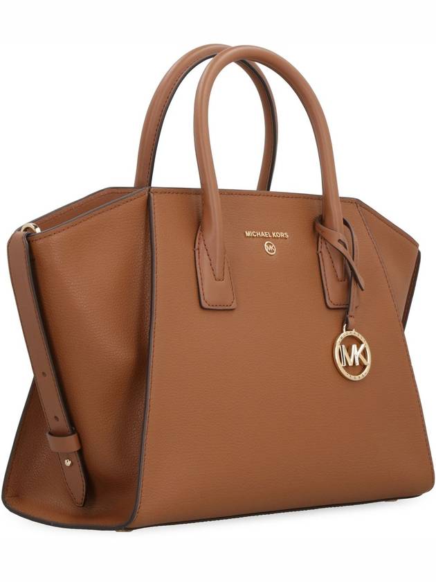 Avril Logo Embellished Leather Tote Bag Brown - MICHAEL KORS - BALAAN 6