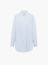 Logo Patch Stripe Cotton Long Sleeve Shirt Blue - MIU MIU - BALAAN 2