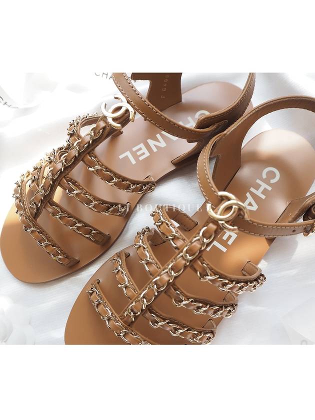 CC Logo Chain Strap Sandals Brown G40077 - CHANEL - BALAAN 4