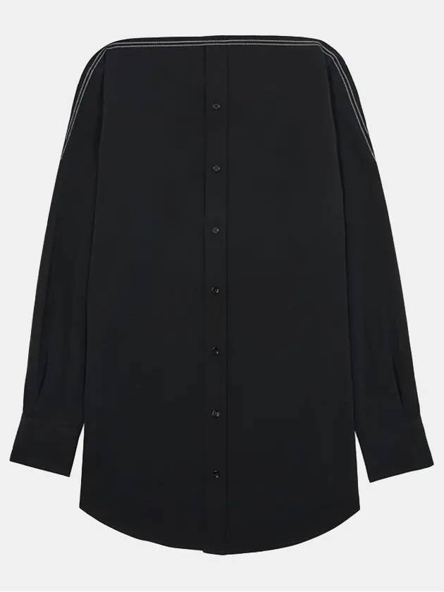 Women's Collarless Long Sleeve Shirt Black - MAISON MARGIELA - BALAAN 4