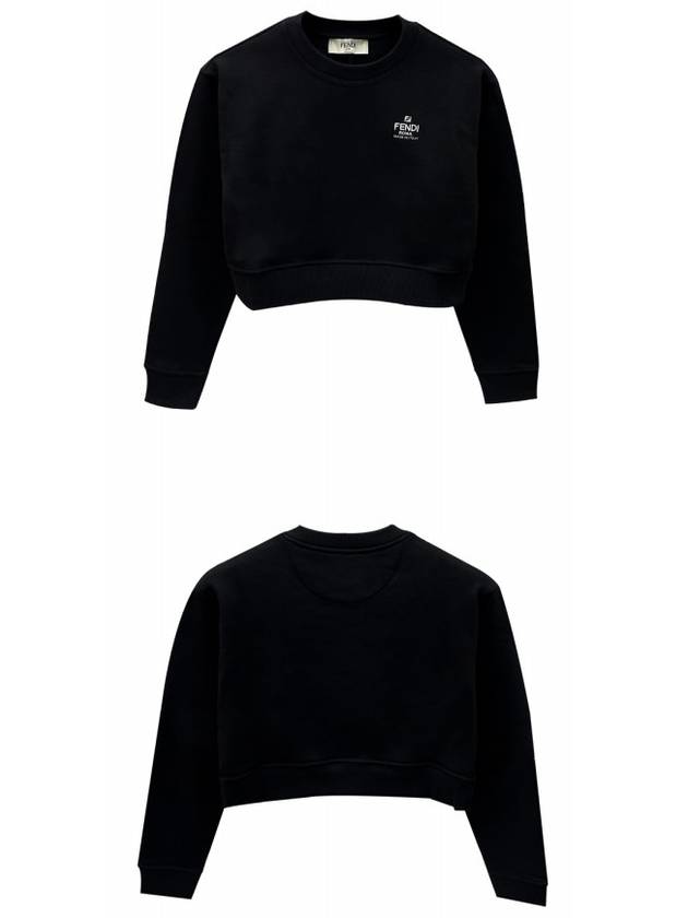 Logo Embroidery Crew Neck Sweatshirt Black - FENDI - BALAAN 5