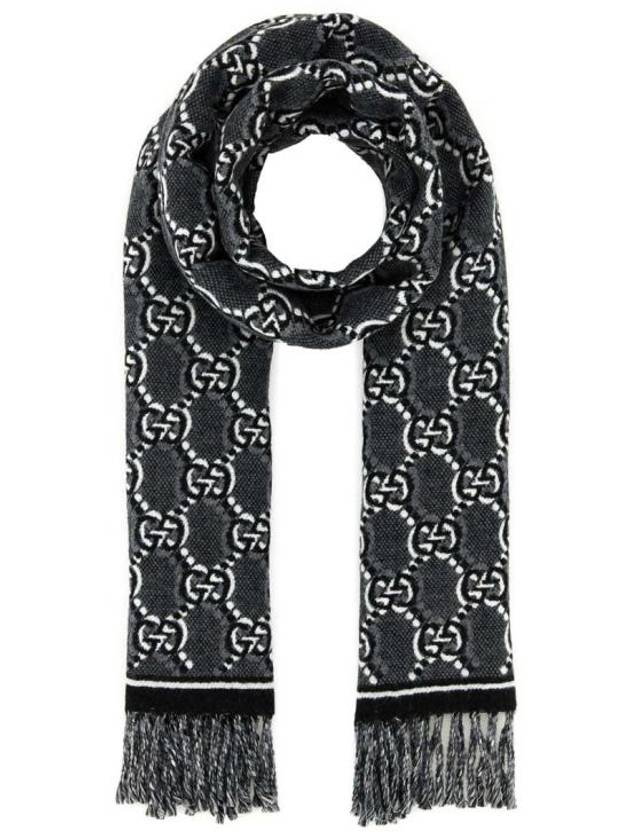 GG Shadow Jacquard Wool Muffler Grey - GUCCI - BALAAN 1