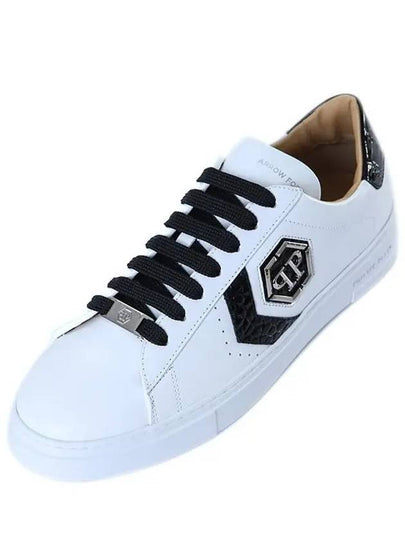 Lo -Top Crocco Printed Arrow Force Low Top Sneakers White - PHILIPP PLEIN - BALAAN 2