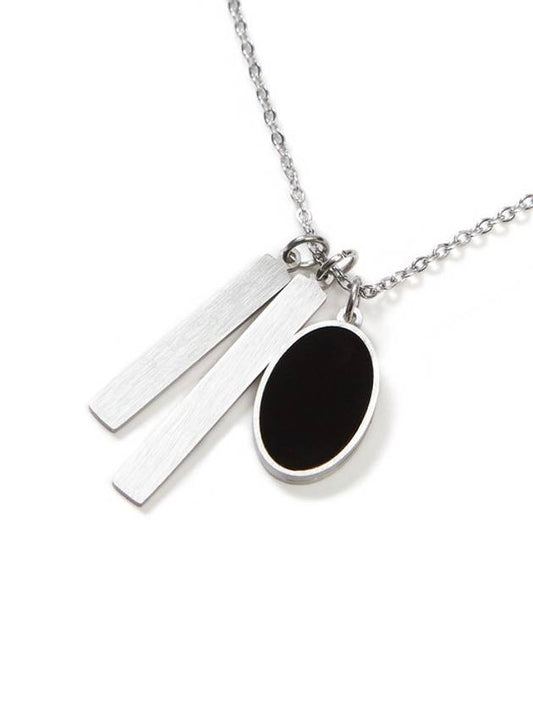 Onyx double bar pendant necklace - S SY - BALAAN 2