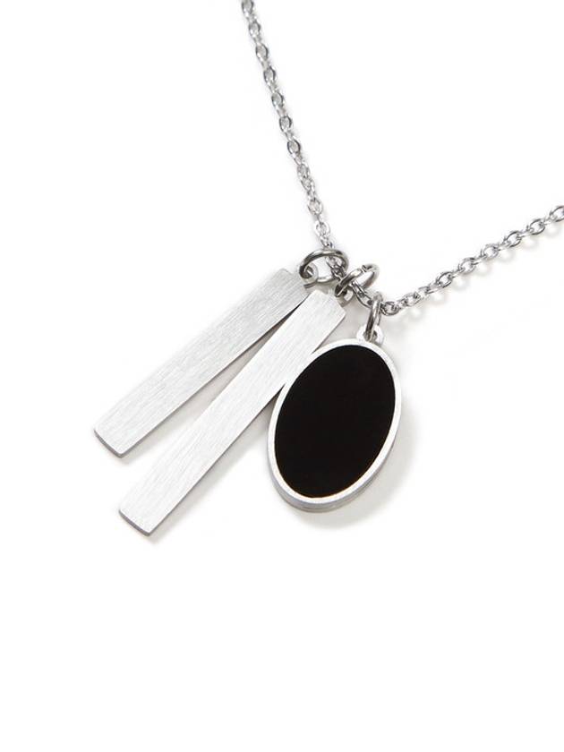 Onyx double bar pendant necklace - S SY - BALAAN 1