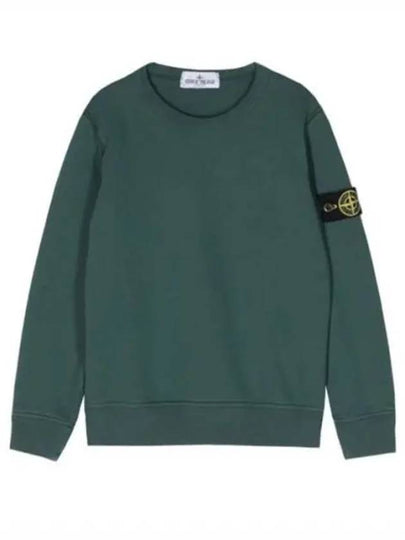 Kids Organic Cotton Fleece Sweatshirt Green - STONE ISLAND - BALAAN 2