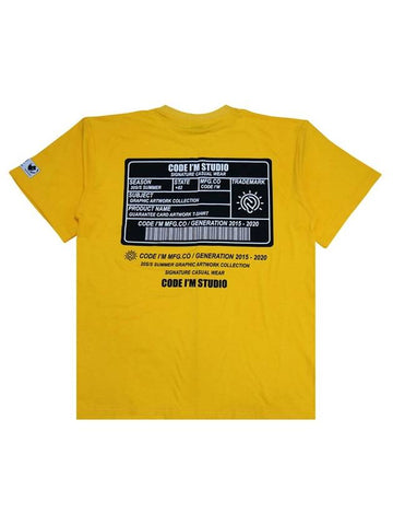 Guarantee Card Printing Overfit Short Sleeve T-Shirt Yellow - CODE I'M - BALAAN 1