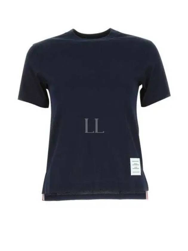 Logo Patch Lightweight Jersey Relaxed Fit Short Sleeve T-Shirt Navy - THOM BROWNE - BALAAN 2