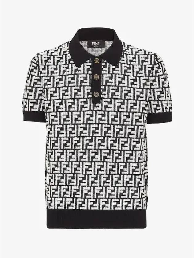 FF Motif Wool Polo Shirt Black - FENDI - BALAAN 3