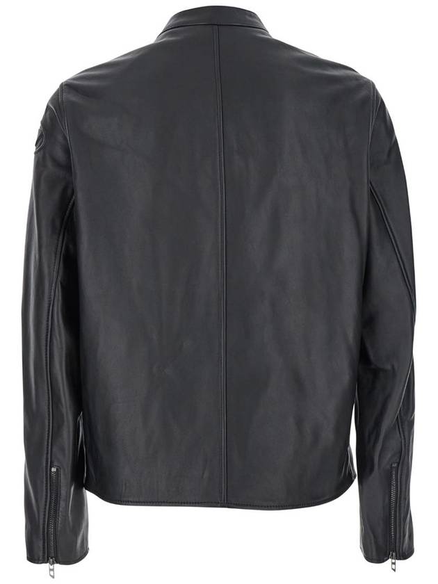 L Carver Embossed Logo Leather Biker Jacket Black - DIESEL - BALAAN 3