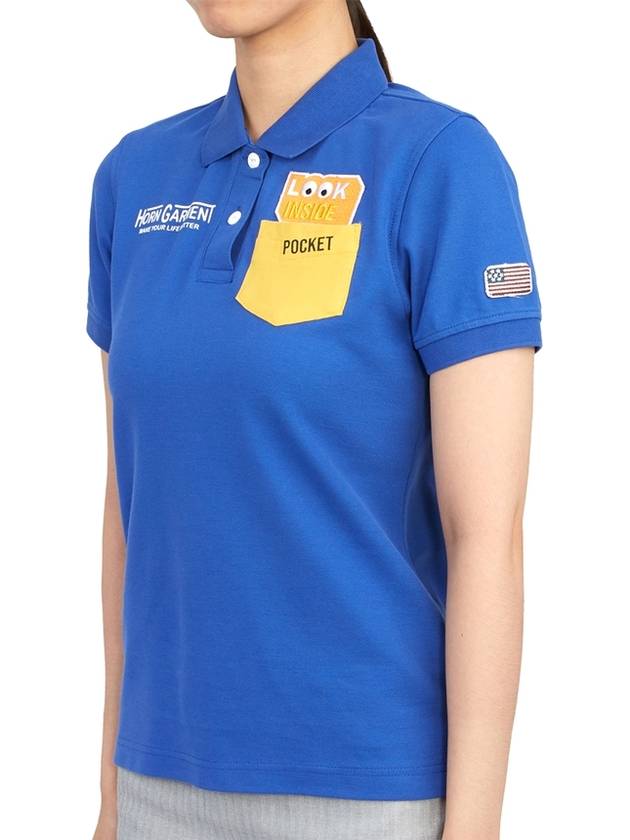 Women's Look Collar Short Sleeve PK Shirt Blue - HORN GARMENT - BALAAN 3