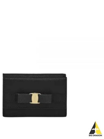 Vara Bow Compact Half Wallet Black - SALVATORE FERRAGAMO - BALAAN 2