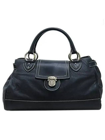 Black leather stitch silver lock buckle tote bag - MARC JACOBS - BALAAN 1